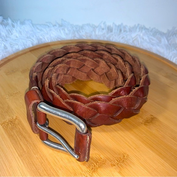 Land’s End Leather Braided Belt Brown Women’s  Size 34 - Picture 1 of 4